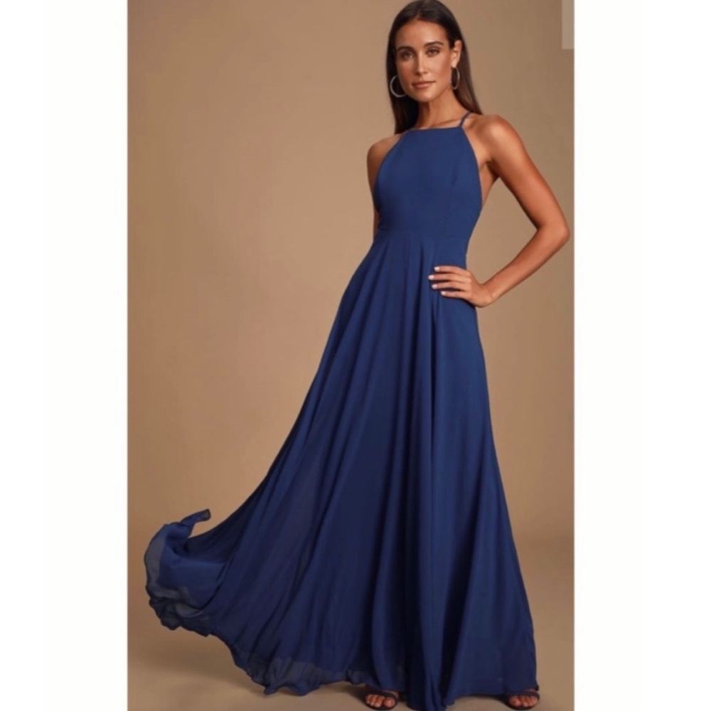 Lulu's Navy Blue Strappy Maxi Dress